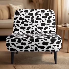 Yatixapu Set of 2 Armless Accent Chairs Covers Thick Cow Print Armless Sofa Cover Stretchable Couch Cover Removable Slipper Chair Slipcover Decorations for Living Dining Room Hotel