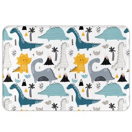 Valvphora Dinosaur Bath Mat, Bathroom Rug, Washable Microfiber Soft Doormats Shower Mat, Dinosaur Home Decor Non-Slip Super Absorbent