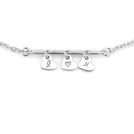 Vanbelle Sterling Silver Jewelry - Rhodium Plated with 925 Stamp - Hanging Little Hearts I Love You Bracelet - Elegant Handcrafted Hand Bracelet Jewelry for Women - 6.5" Long + 1" Extender