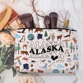 MEIKIUP Alaska Gift Alaska State Travel Makeup Bag Alaska Travel Vacation Gift Alaska Home State Zipper Pouch Bag (Alaska bag)