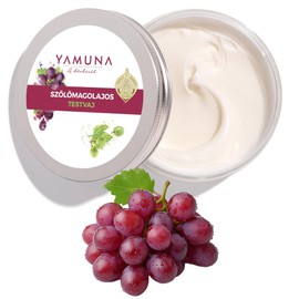 YAMUNA NATURAL BEAUTY- Körperbutter-Luxuriöse, Pflege mit Sheabutter & Kakaobutter für trockene Haut.Spendet intensive Feuchtigkeit und ein seidig-weiches, geschmeidiges Haut(200 ml, Traubenkernöl)