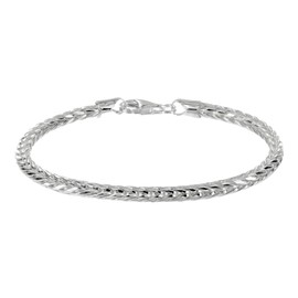 Avesano 102083-0 Men's Byzantine Chain Bracelet, 925 Silver, 3 mm, Men's Bracelet Length 19 cm - 23 cm, Sterling Silver, Without Stone