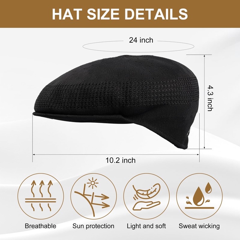 Coolmesh Khaki Newsboy Cap for Men Women Reversible Bucket Hat,