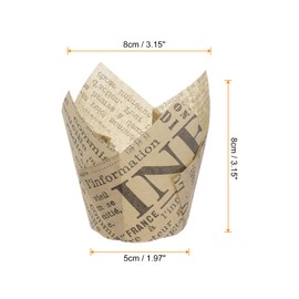 HARFINGTON 150pcs Tulip Cupcake Liners Greaseproof Baking Cups Paper Cupcake Wrappers Holders for Parties Weddings Birthdays, Natural with Newspaper