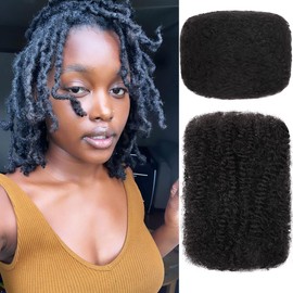 Kackanaa 10 Inch Springy Afro Kinky Human Hair Bulks for Dreadlock Extensions 1 Pack Marley Twist Braiding Hair for Extending Mini Twist Springy Twist Human Hair Bulk for Repair Locs, 30g /Pack