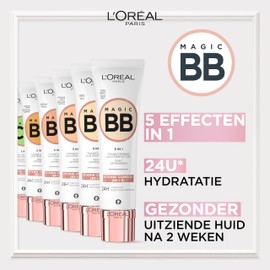 L'Oréal Paris Tinted Day Cream for 24-Hour Moisture and an Even Complexion, Magic BB Complexion Optimiser, No. 03 Medium Light (Medium Light), 1 x 30 ml