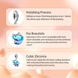 TCZNAF Ocean Animal Travel Charms for Bracelets and Necklaces 925 Sterling Silver Beads Pendants Travel Jewelry Present for Women (Elephant Charm)