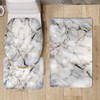 UNICEU Grey White Marble 3 Piece Bathroom Rug Set Includes
