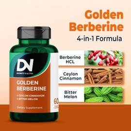 Berberine Supplement with Bitter Melon, Ginkgo Biloba and Ceylon Cinnamon 60 Capsules, Vegan, Made in USA Berberine Capsules for Women and Men