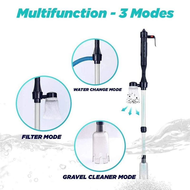 Electric Aquarium Gravel Cleaner Sand Washer Syphon, Fish Tank Water