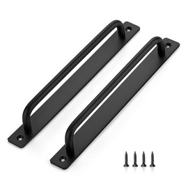 Ravinte Barn Door Handles 6 Pack Sliding Door Handle 8.8" Hole Center Barn Door Handles Black Cabinet Handles Door Pull Handle Zinc Alloy Door Pulls with Plate for Sliding Closet Door Handle