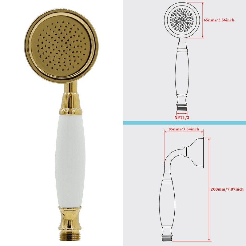 HOMEDEC Traditional Telephone Style Brass Handheld Showerhead with 59inch Hose