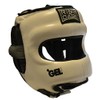Ring to Cage Youth Face Saver GelTech Leather Headgear (White/Grey/Black)