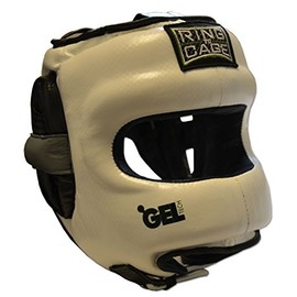 Ring to Cage Youth Face Saver GelTech Leather Headgear (White/Grey/Black)