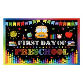 Allenjoy Back to School Backdrop for Kids Children First Day of Preschool Kindergarten Chalkboard Classroom Teachers and Students Party Supplies Decorations Banner Photo Booth Prop Background