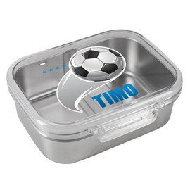 Striefchen® Stainless Steel Lunch Box for Children 1 Litre with Name Print (Football)
