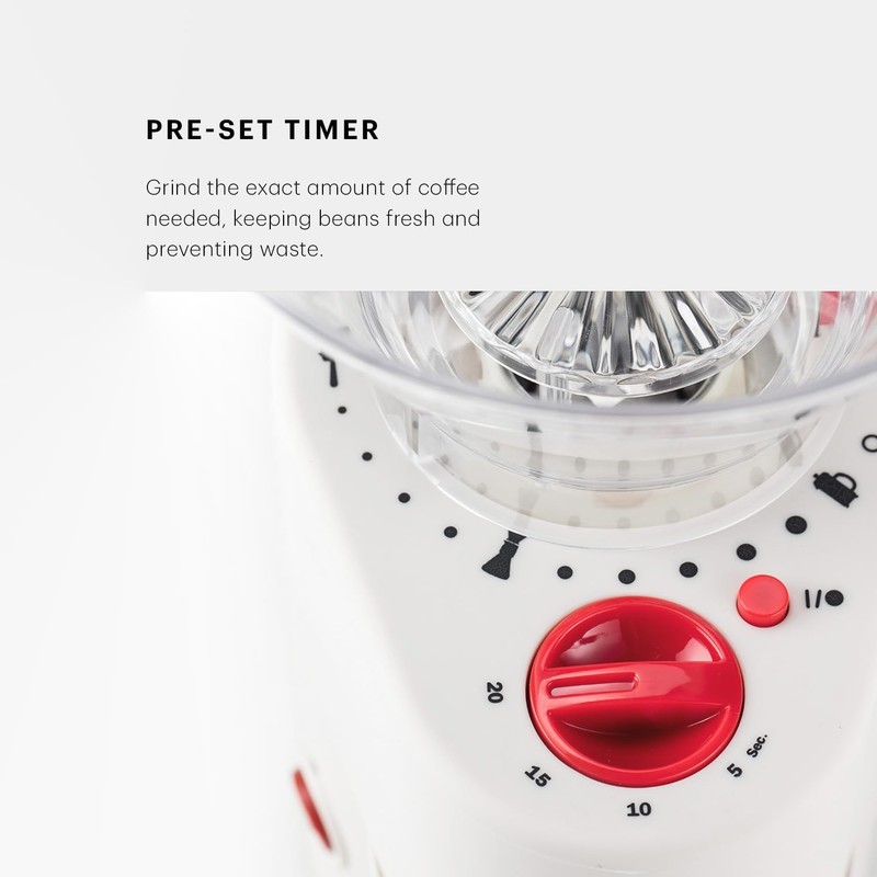 Bodum Bistro Electric Conical Burr Coffee Grinder, Preset Timer, 12