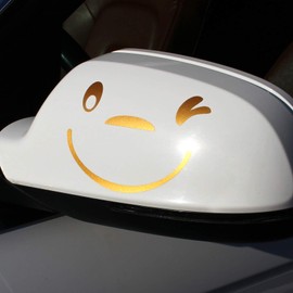 Finest Folia Smile Gesicht Aufkleber 2er Set für Außenspiegel Auto Autoaufkleber für Spiegel (K041 Gold Metallic)