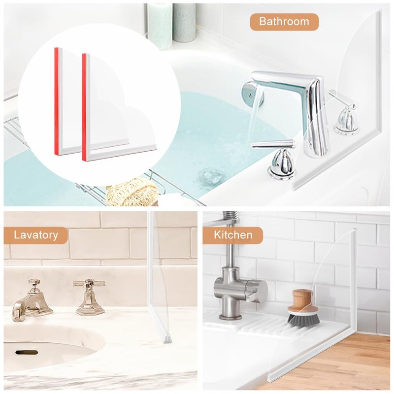CALIDAKA 2 Pack Shower Splash Guard,Tub Splash Guard Bathtub Water