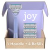 joy Razors for Women, 1 Handle, 4 Razor Blade Refills,