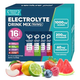 Venture Pal Sobres De Electrolitos En Polvo Sin Azúcar Y Con Alto Contenido De Sodio - Sobres De Hidratación Con Sodio, Potasio Y Magnesio | Cero Calorías | Apto Para Veganos, Keto Y Paleo | 16 Sobres