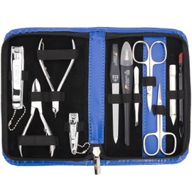 3 Swords Germany - brand quality 11 piece manicure pedicure grooming kit set for professional finger & toe nail care scissors clipper fashion leather case in gift box, Made by 3 Swords