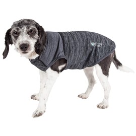 Pet Life ® Active 'Aero-Pawlse' Heathered Fitness and Yoga Dog T-Shirt Tank Top - Performance Pet T-Shirt with 4-Way-Stretch and Quick-Dry Technology - Summer Dog Clothes with Added Reflective Safety