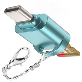 USB C Micro SD Card Reader for Android Phone, Camera, Laptop with Keychain, Mini Metal Type-C Card Reader (Bule)
