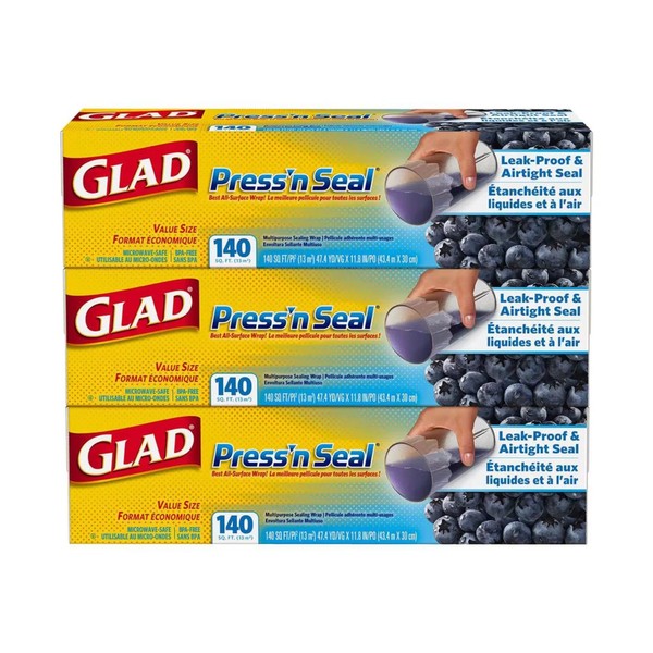 Plástico Adherente Press'n Seal Glad 3 Pack 140 Ft