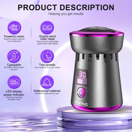 IYOFINE 2025 Electric Foot Callus Remover, Rechargeable Pedicure Tool, Stainless Steel Heads for Dry Heels (Gray Purple)