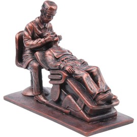 Realistic Dentist Working Sculpture Dental Clinic Countertop Decor Desk Table Ornaments Made of Resin Materials (Red)