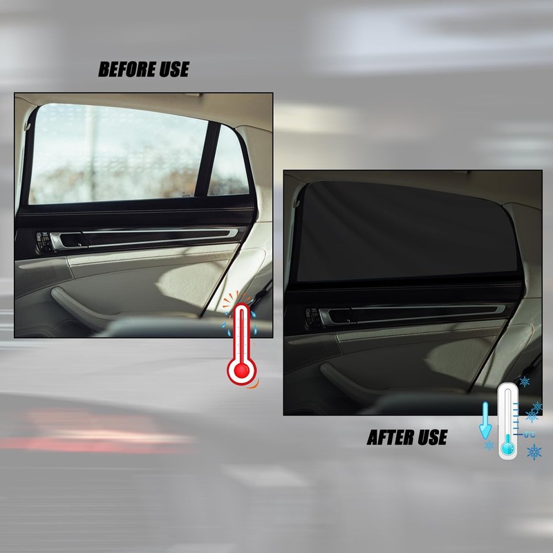 2-Pack Magnetic Car Window Sun Shades for Front and Rear