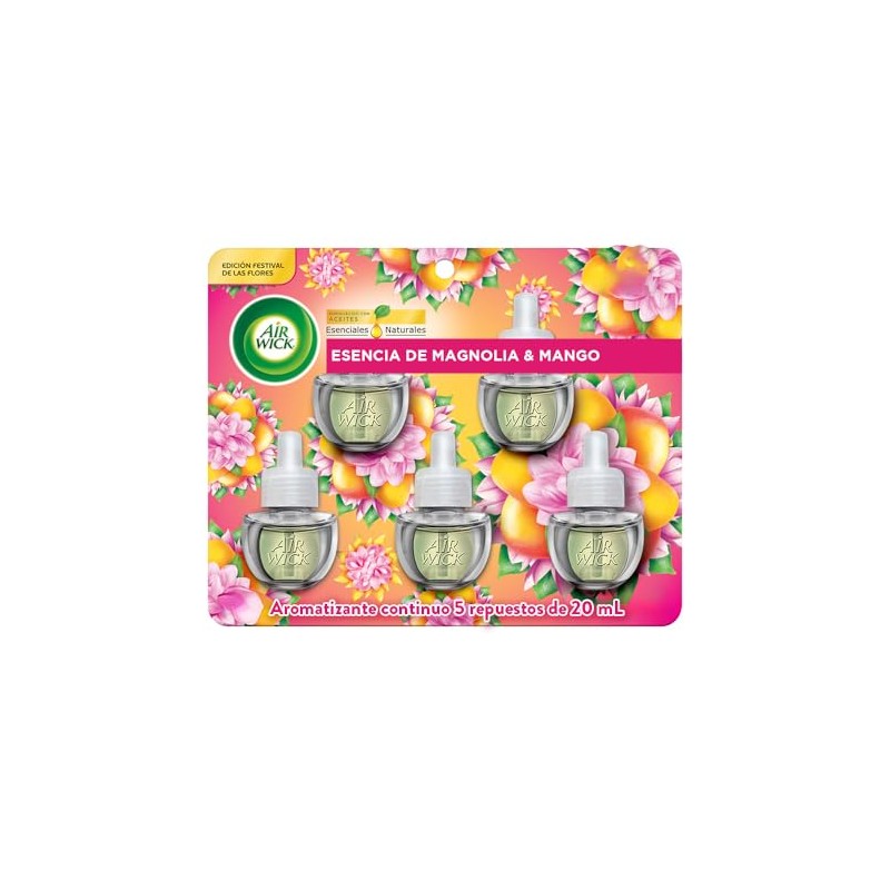 Airwick® Aromatizante de Ambiente Continuo, 5 repuestos, Esencia de Magnolia