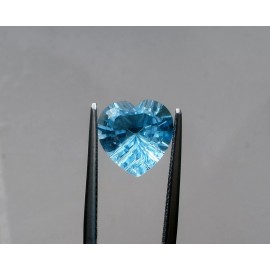 pinnaclediamonds Swiss blue natural topaz heart laser cut loose faceted gem 10mm