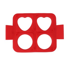 Silicone Omelette Mould Prevents Stick Removable High Temperature Resistance Safe 4 in 1 Fried Egg Mould for Kitchen Cooking Tool Red