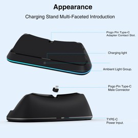 Game Console Charging Dock with RGB Light Effect, for PS Portal Charge Base Holder, Portable Dock Station, Built in RGB Lighting Effects (Black)