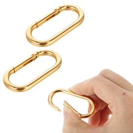 Giantree 2Pcs Gold Key Ring, Gold Carabiner, Gold Carabiner Clip Oval Snap Clip, Metal Keychain Clip for Purse Strap Alloy Round Buckle Key Hook for Bags Purse Keychain Replacement
