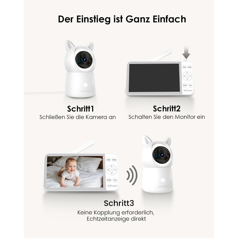 CZEview 5.5 Inch 2K Baby Monitor with Camera, HD Night