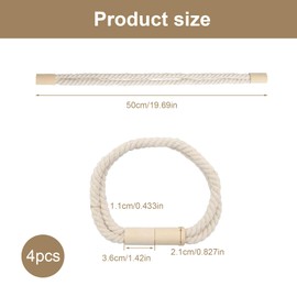 HERKINDNESS Set of 4 Magnetic Curtain Holdbacks for Curtains, 50 cm Cream White Tiebacks Magnetic, Cotton Linen Curtain Holdbacks - for Living Room, Kitchen, Bedroom