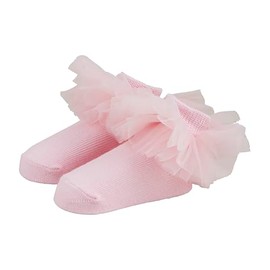 Mud Pie Children's Solid Pink Tutu Socks; 0-12M