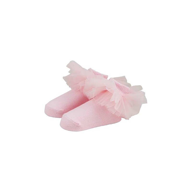 Mud Pie Children's Solid Pink Tutu Socks; 0-12M