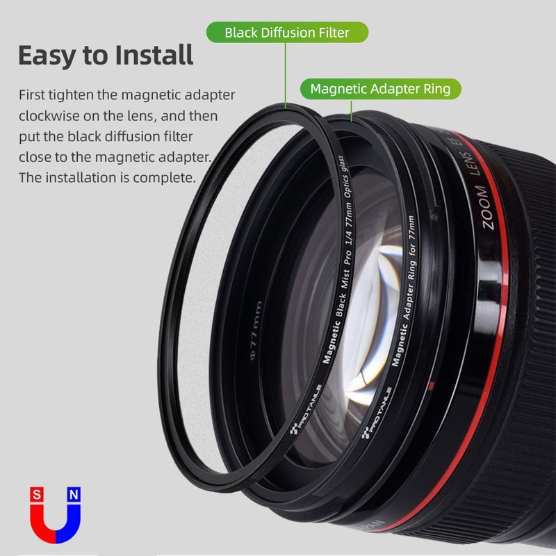 PRO TANLE 82mm Black Diffusion 1/4 Filter Black Mist Cinematic