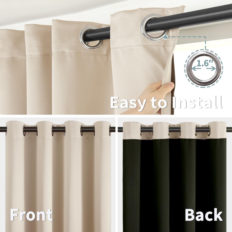 BGment Thermal Insulated 100% Blackout Curtains 63 Inch Length 2
