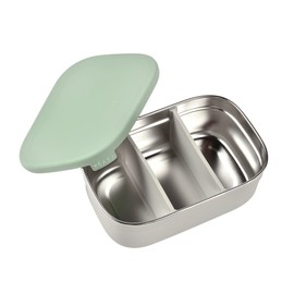 Beaba Stainless Steel Lunch Box, Kids Lunch Box with Silicone Lid, Bento Style Food Containers, Removable Silicone Dividers Make 1-3 Compartments, Sage