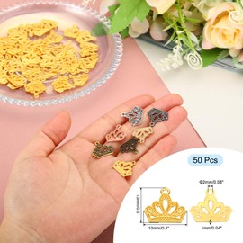 PATIKIL Crown Charm, 50 Pcs Alloy Vintage King Crown Pendant for DIY Crafts, Gold Tone, 0.67 x 0.7 Inch