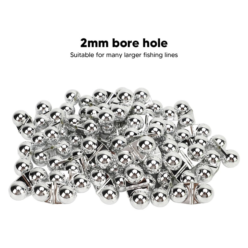 50PCS Fishing Double Rattle Metal Sea Fishing Attractor Bell Beads