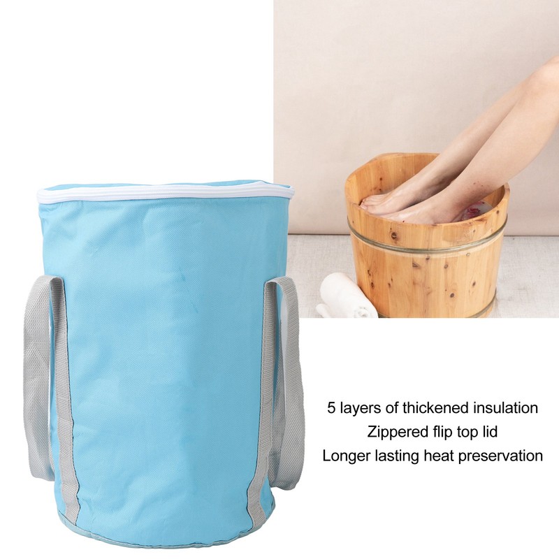 Collapsible Foot Soaking Bath Bag 5 Layer Insulated Waterproof Portable