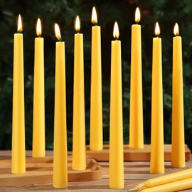10 in Beeswax Taper Candles,18 Pack Dripless Pure Beeswax Candle Sticks,9-10 Hours Long Burning Natural Bees Wax Candles for Home,Unscented Smokeless Tapered Candlesticks for Dinner
