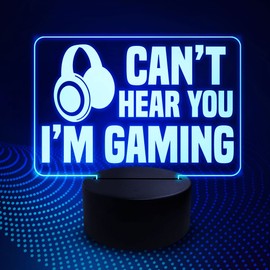RED OCEAN Cant Hear You Im Gaming LED NEON Plaque with Remote Control, Touch 16 Colour Changing Desk Lamps, Boys Games Gaming Room Bedroom Decor