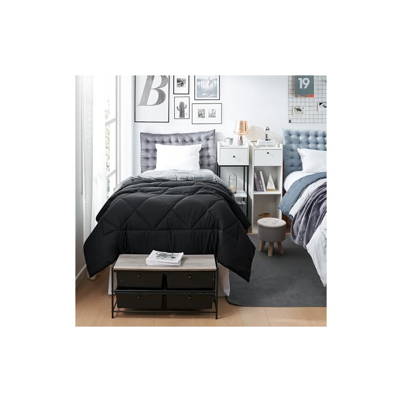 DormCo Black/Ultimate Gray Reversible Comforter - Twin XL Bedding